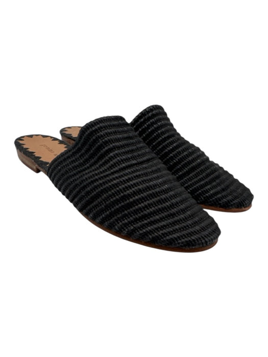 Jenni Kayne Shoe Size 39 Black textile upper Woven Round Almond Toe Flat Mules Black / 39