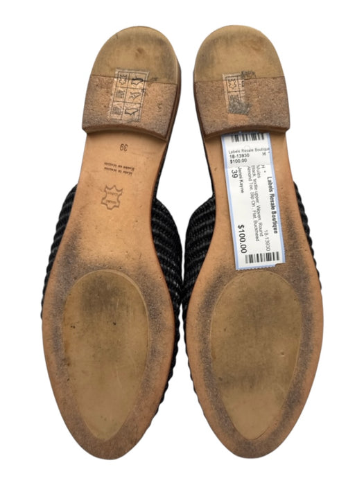 Jenni Kayne Shoe Size 39 Black textile upper Woven Round Almond Toe Flat Mules Black / 39