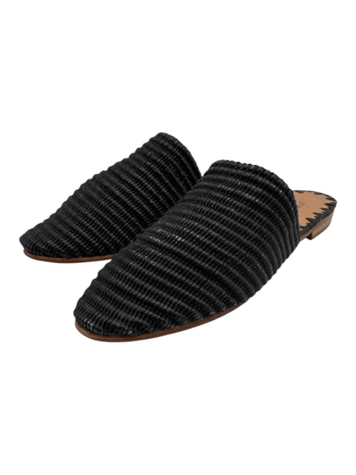 Jenni Kayne Shoe Size 39 Black textile upper Woven Round Almond Toe Flat Mules Black / 39