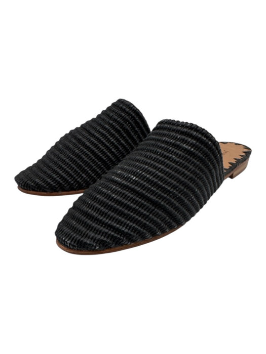 Jenni Kayne Shoe Size 39 Black textile upper Woven Round Almond Toe Flat Mules Black / 39