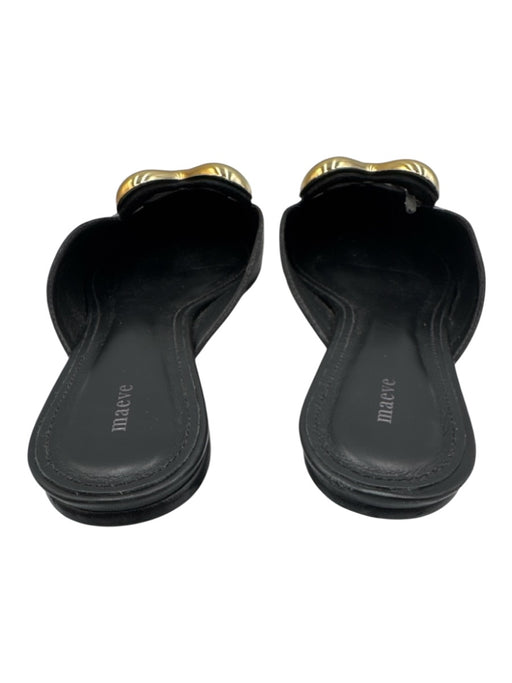 Maeve Shoe Size 38 Black & Gold Leather Upper Metallic Detail Heart Mules Black & Gold / 38