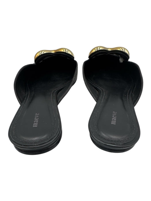 Maeve Shoe Size 38 Black & Gold Leather Upper Metallic Detail Heart Mules Black & Gold / 38