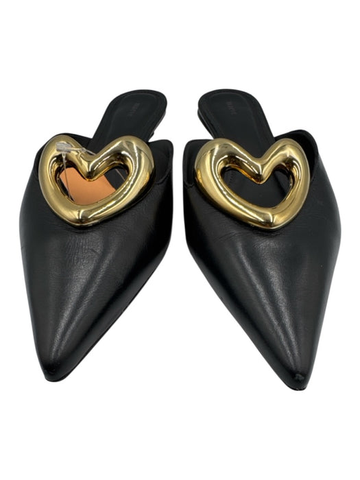Maeve Shoe Size 38 Black & Gold Leather Upper Metallic Detail Heart Mules Black & Gold / 38