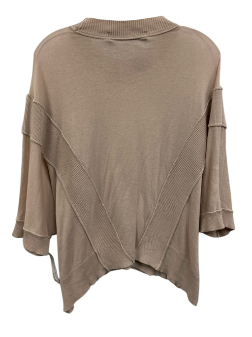 mercibeaucoup Size 1 Beige Pink No Fabric Tag Knit Ribbed Hem Short Sleeve Top Beige Pink / 1