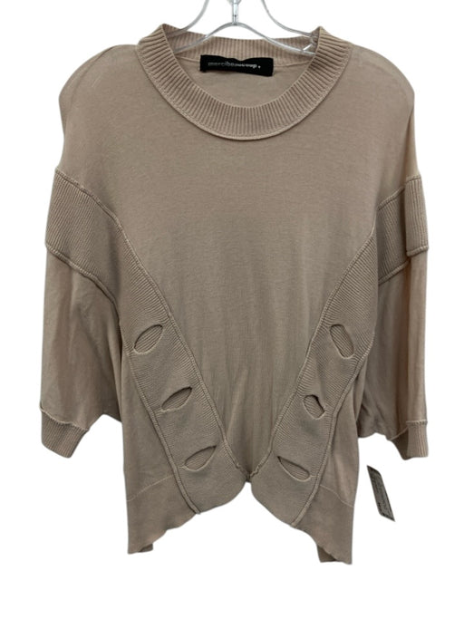 mercibeaucoup Size 1 Beige Pink No Fabric Tag Knit Ribbed Hem Short Sleeve Top Beige Pink / 1