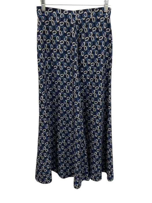 Ralph Lauren Blue Size 8 Blue & Cream Beige Rayon Geometric Circles Maxi Skirt Blue & Cream Beige / 8