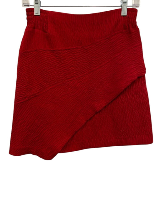 Maje Size 36 Red Viscose Blend Scrunch Detail Paneled Back Zip Mini Skirt Red / 36