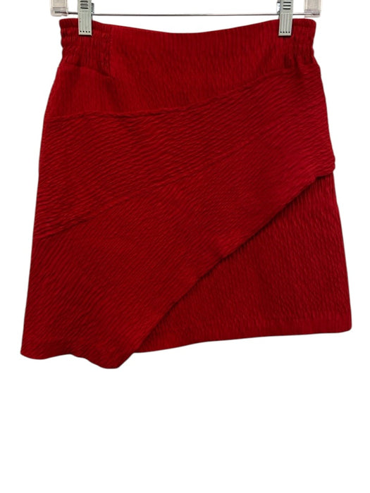 Maje Size 36 Red Viscose Blend Scrunch Detail Paneled Back Zip Mini Skirt Red / 36