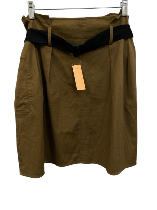 Scotch & Soda Size XL Khaki & Black Cotton Blend Paper Bag Waist Belted Skirt Khaki & Black / XL