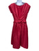 Moschino Size 8 Red Rayon Cap Sleeve Boat Neck Pleat Detail Knee length Dress Red / 8