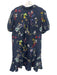 Tanya Taylor Size 14 navy blue & multi Silk Abstract Floral Button Front Dress navy blue & multi / 14