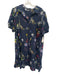 Tanya Taylor Size 14 navy blue & multi Silk Abstract Floral Button Front Dress navy blue & multi / 14