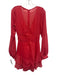 For Love & Lemons Size XS Salmon Pink Polyester Swiss Dot V Neck Dress Salmon Pink / XS