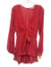 For Love & Lemons Size XS Salmon Pink Polyester Swiss Dot V Neck Dress Salmon Pink / XS