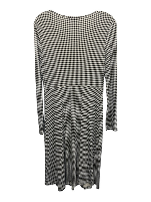 Weekend Max Mara Size M Black & Cream White Viscose Gingham Long Sleeve Dress Black & Cream White / M