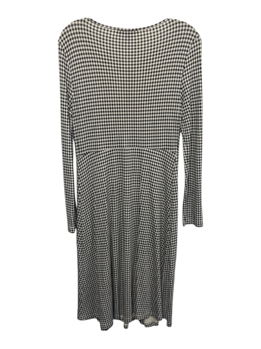 Weekend Max Mara Size M Black & Cream White Viscose Gingham Long Sleeve Dress Black & Cream White / M