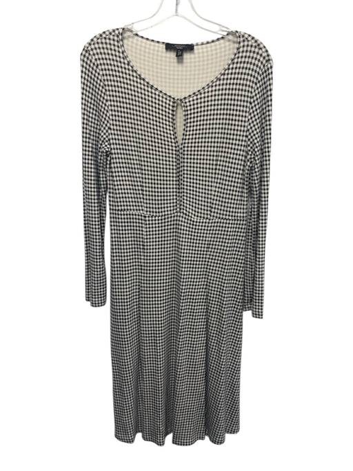 Weekend Max Mara Size M Black & Cream White Viscose Gingham Long Sleeve Dress Black & Cream White / M