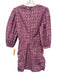 Maje Size 34 Purple & Multi Cotton Floral Eyelet 3/4 Balloon Sleeve V Neck Dress Purple & Multi / 34