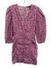 Maje Size 34 Purple & Multi Cotton Floral Eyelet 3/4 Balloon Sleeve V Neck Dress Purple & Multi / 34