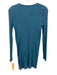 SABO Size 2 Blue Cotton Blend Ribbed Long Sleeve Lettuce Edge Button Front Dress Blue / 2