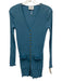 SABO Size 2 Blue Cotton Blend Ribbed Long Sleeve Lettuce Edge Button Front Dress Blue / 2