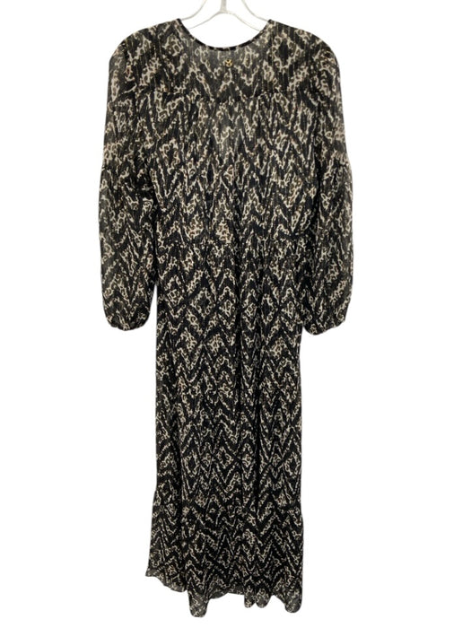 Marie Oliver Size XS Black, Brown & Cream Silk Blend Metallic Thread Dress Black, Brown & Cream / XS