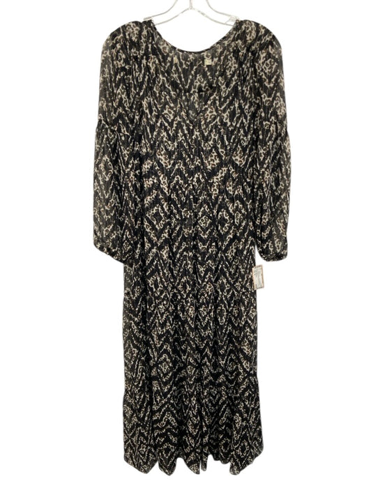Marie Oliver Size XS Black, Brown & Cream Silk Blend Metallic Thread Dress Black, Brown & Cream / XS