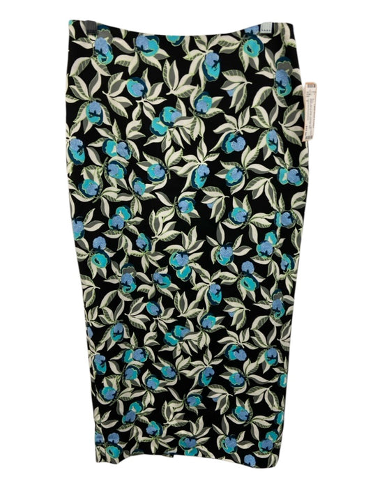 Diane Von Furstenberg Size 2 Black, Blue & White Viscose & Silk Botanical Skirt Black, Blue & White / 2