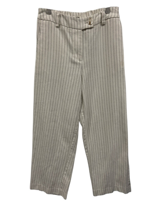 Jason Wu Size 2 Cream White & Black Cotton Blend Pinstripe Elastic Back Pants Cream White & Black / 2