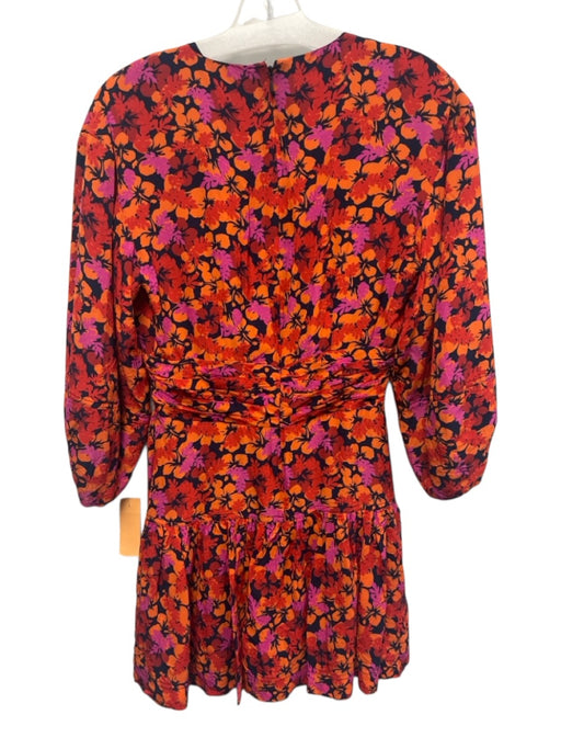 Derek Lam 10 Crosby Size 4 Navy Blue, Orange & Pink Viscose Floral Dress Navy Blue, Orange & Pink / 4