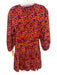 Derek Lam 10 Crosby Size 4 Navy Blue, Orange & Pink Viscose Floral Dress Navy Blue, Orange & Pink / 4