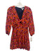Derek Lam 10 Crosby Size 4 Navy Blue, Orange & Pink Viscose Floral Dress Navy Blue, Orange & Pink / 4