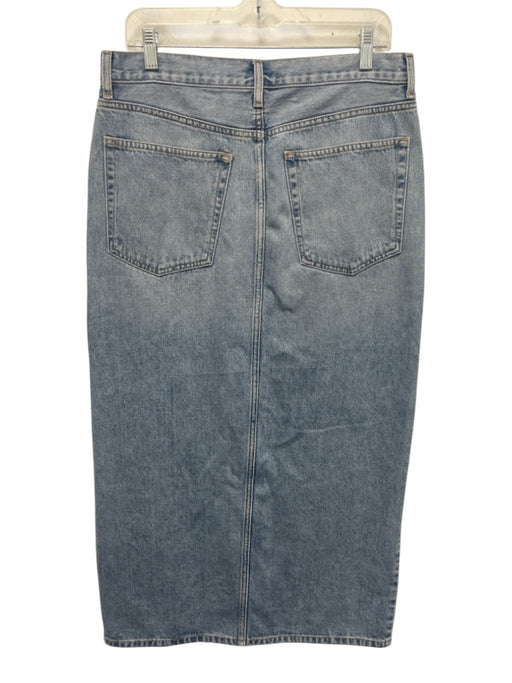Etica Size 29 Light Wash Cotton Denim High Rise Paneled Side Slit Maxi Skirt Light Wash / 29