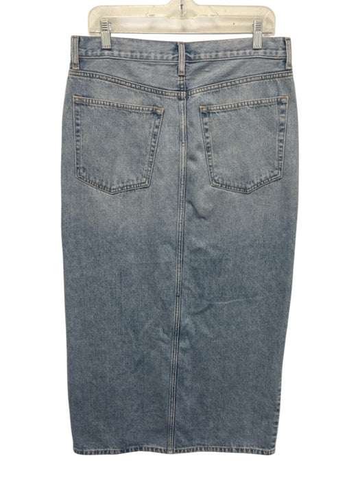 Etica Size 29 Light Wash Cotton Denim High Rise Paneled Side Slit Maxi Skirt Light Wash / 29