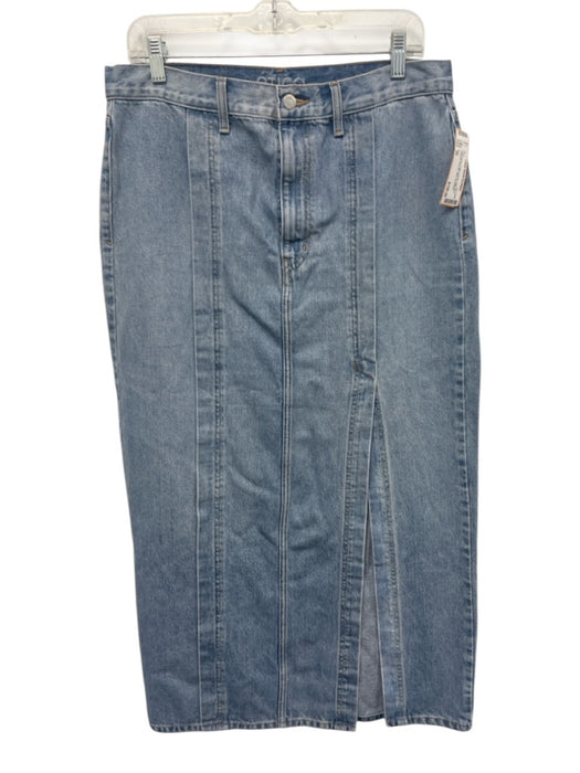 Etica Size 29 Light Wash Cotton Denim High Rise Paneled Side Slit Maxi Skirt Light Wash / 29
