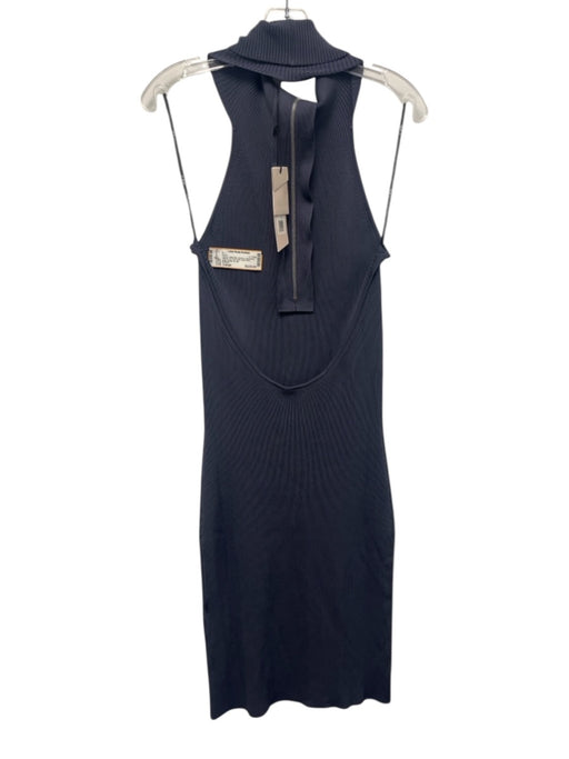 Et Ochs Size Large Slate Blue Viscose Sleeveless Ribbed Zip Front Midi Dress Slate Blue / Large