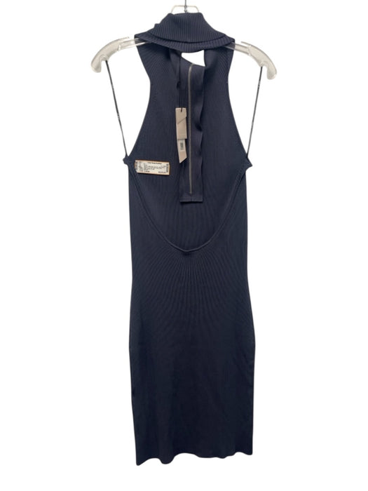 Et Ochs Size Large Slate Blue Viscose Sleeveless Ribbed Zip Front Midi Dress Slate Blue / Large