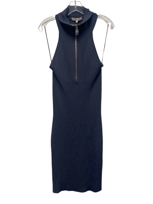 Et Ochs Size Large Slate Blue Viscose Sleeveless Ribbed Zip Front Midi Dress Slate Blue / Large