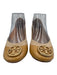 Tory Burch Shoe Size 7 Beige Leather Upper Patent Logo Round Toe scrunch Flats Beige / 7