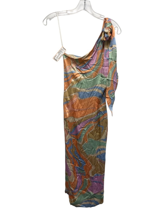 Adriana Iglesias Size Est Small Blue, Green, Orange One Shoulder Satin Dress Blue, Green, Orange / Est Small