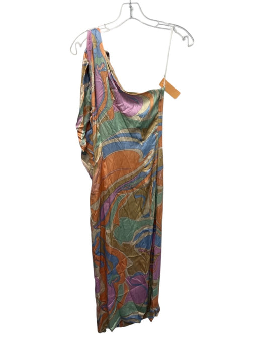 Adriana Iglesias Size Est Small Blue, Green, Orange One Shoulder Satin Dress Blue, Green, Orange / Est Small