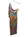 Adriana Iglesias Size Est Small Blue, Green, Orange One Shoulder Satin Dress Blue, Green, Orange / Est Small