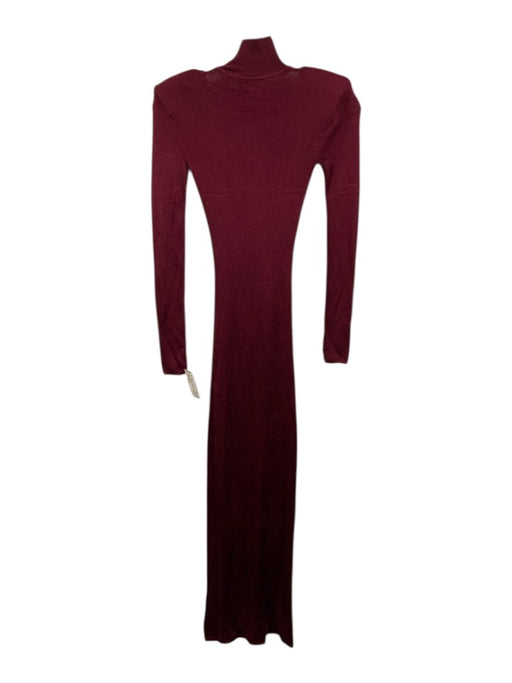 Self-Portrait Size Small Burgundy Viscose Blend Long Sleeve Mock Neck Maxi Dress Burgundy / Small