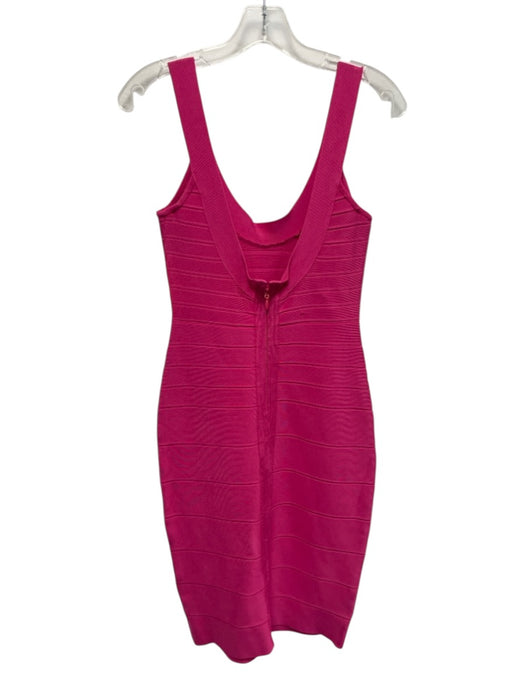 Herve Leger Size Small Hot pink Rayon Blend Sleeveless Bandage Below Knee Dress Hot pink / Small