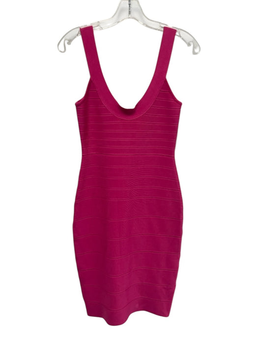 Herve Leger Size Small Hot pink Rayon Blend Sleeveless Bandage Below Knee Dress Hot pink / Small