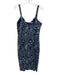 Tanya Taylor Size 6 Navy Blue & White Sleeveless Abstract Print Below knee Dress Navy Blue & White / 6