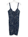 Tanya Taylor Size 6 Navy Blue & White Sleeveless Abstract Print Below knee Dress Navy Blue & White / 6