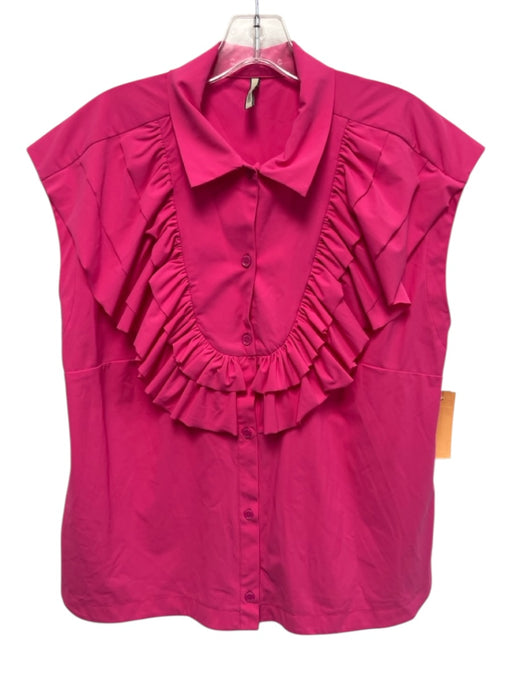 Indies Size T40 Hot pink Polyamide Blend Ruffle Cap Sleeve Ruffles Top Hot pink / T40
