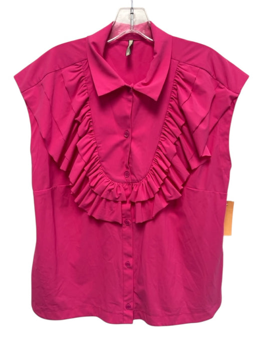 Indies Size T40 Hot pink Polyamide Blend Ruffle Cap Sleeve Ruffles Top Hot pink / T40