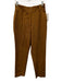 Uterque Size Medium Orange & Brown Linen Blend High Rise Crosshatch Pants Orange & Brown / Medium